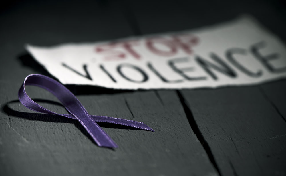 stop violence purple ribbon